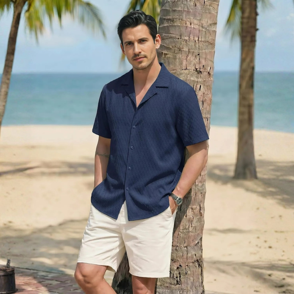 Lightweight Textured Beach Shirt For Summer