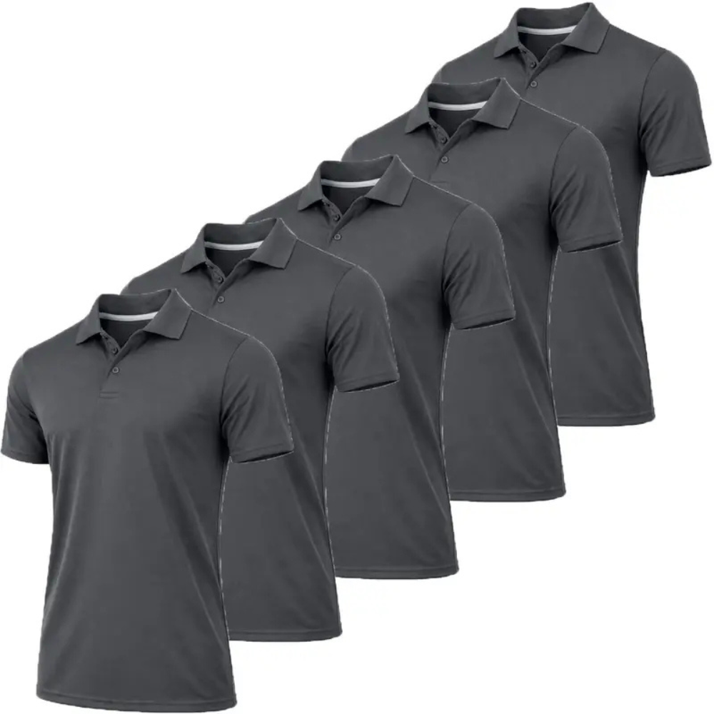 Pack Of 5 Moisture Wicking Polo Collar Shirts