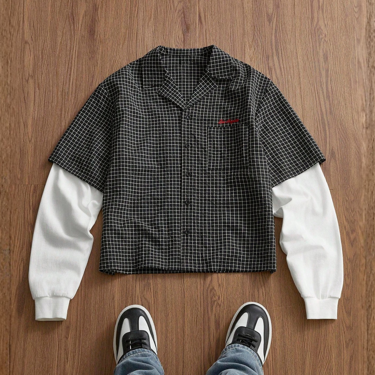 Casual Plaid Patchwork Button Up Shirt For Men