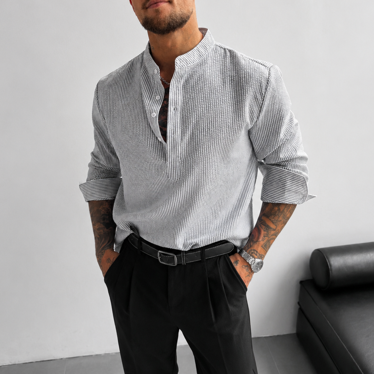 Loose Casual Linen Long Sleeve Shirt For Men