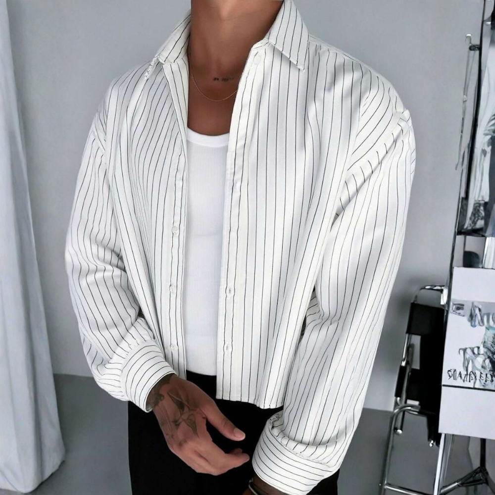 Vertical Striped Long Sleeve Casual Shirt For Men