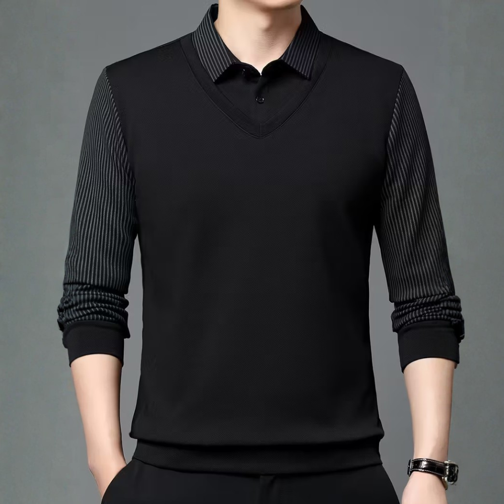 Layered Long Sleeve Shirt With Lapel For Men