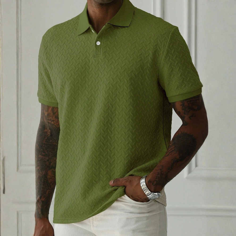 Textured Short Sleeve Polo Shirt For Men