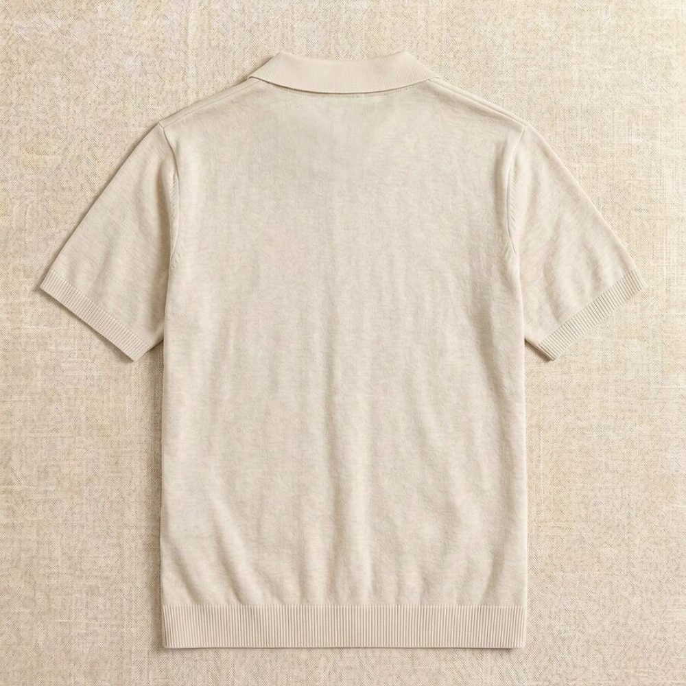Striped Short Sleeve Knit Polo Shirt For Men