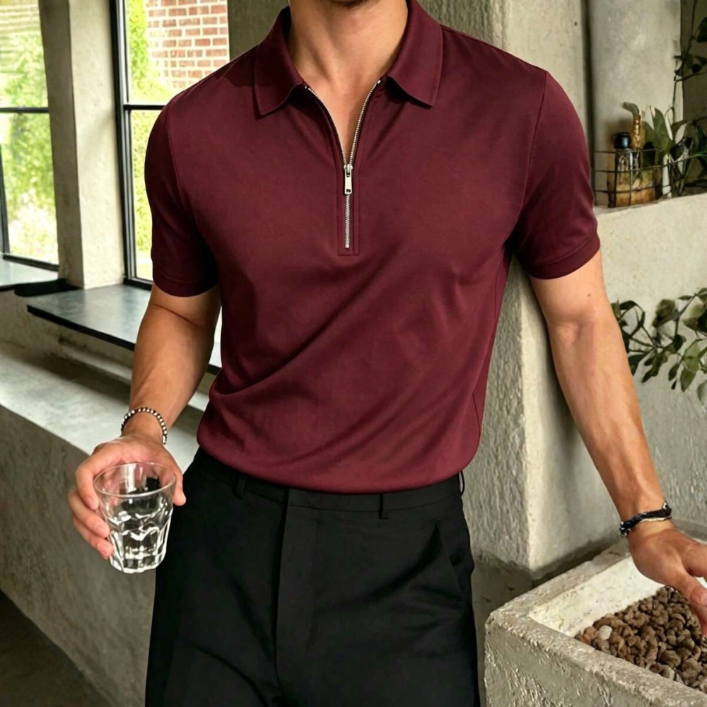 Half Placket Casual Commute Short Sleeve Polo Shirt