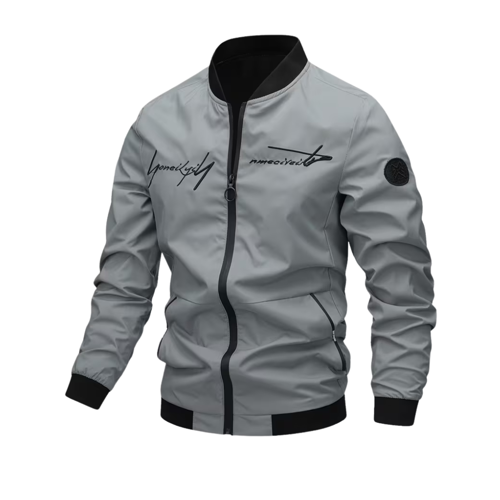 Letter Embroidered Bomber Jacket For Men