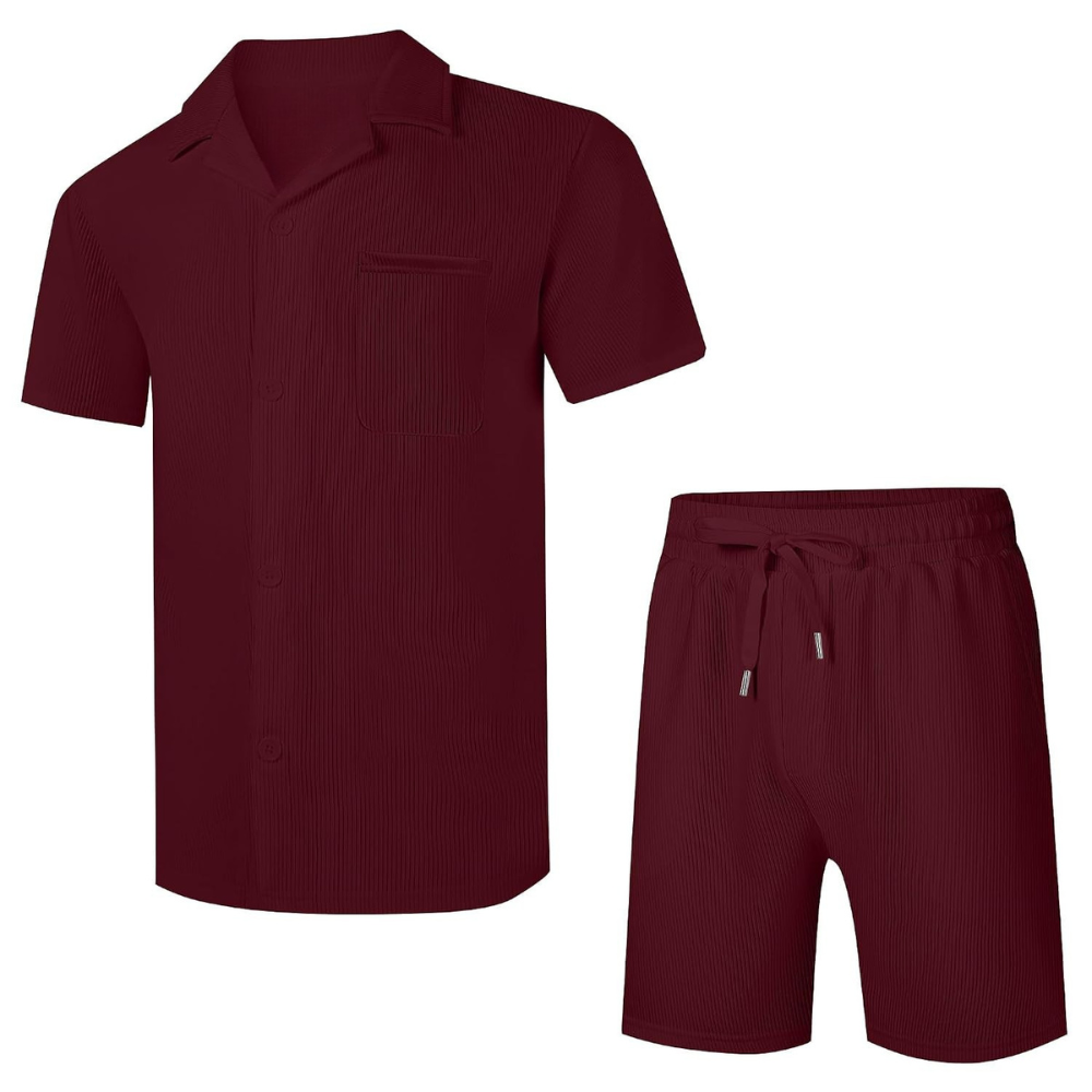 Casual Summer Beach Shorts and Shirt Set Men