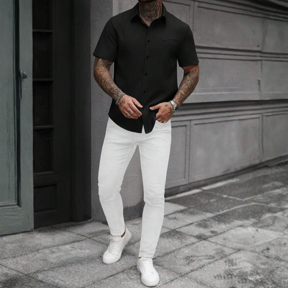 Casual Business Short Sleeve Formal Office Daily Work Shirt For Men