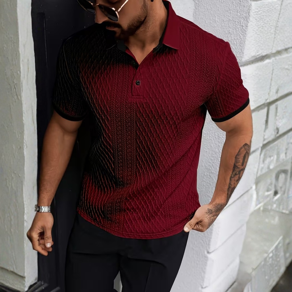 Casual Jacquard Soft Fabric Golf Polo Shirt With Collar For Men