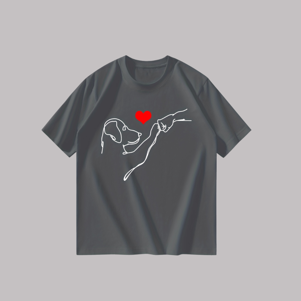 Casual And Versatile Short Sleeve Dog Printed T Shirt