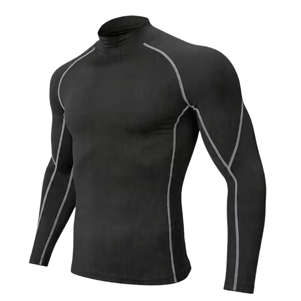 High Elasticity Sports Compression Shirt With Stand Up Collar For Men