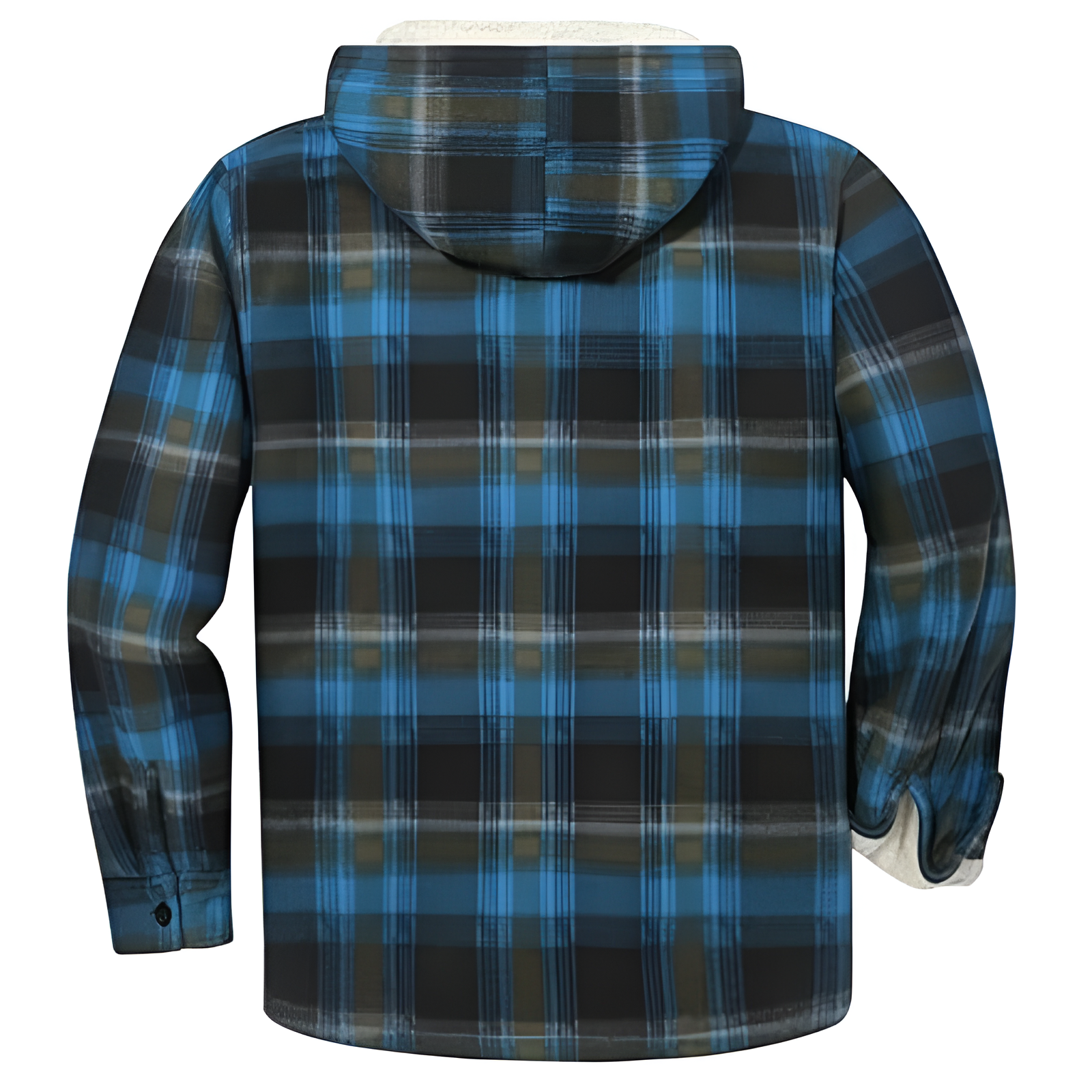 Plaid Sherpa Lined Hooded Flannel Jacket for Men
