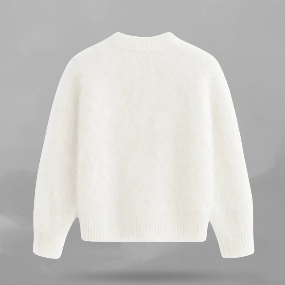 Soft Textured Mohair Knit Casual Sweater