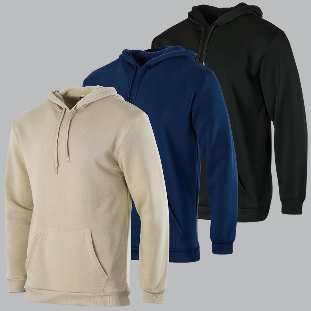 3 Pack Men's Fleece Pullover Hoodie