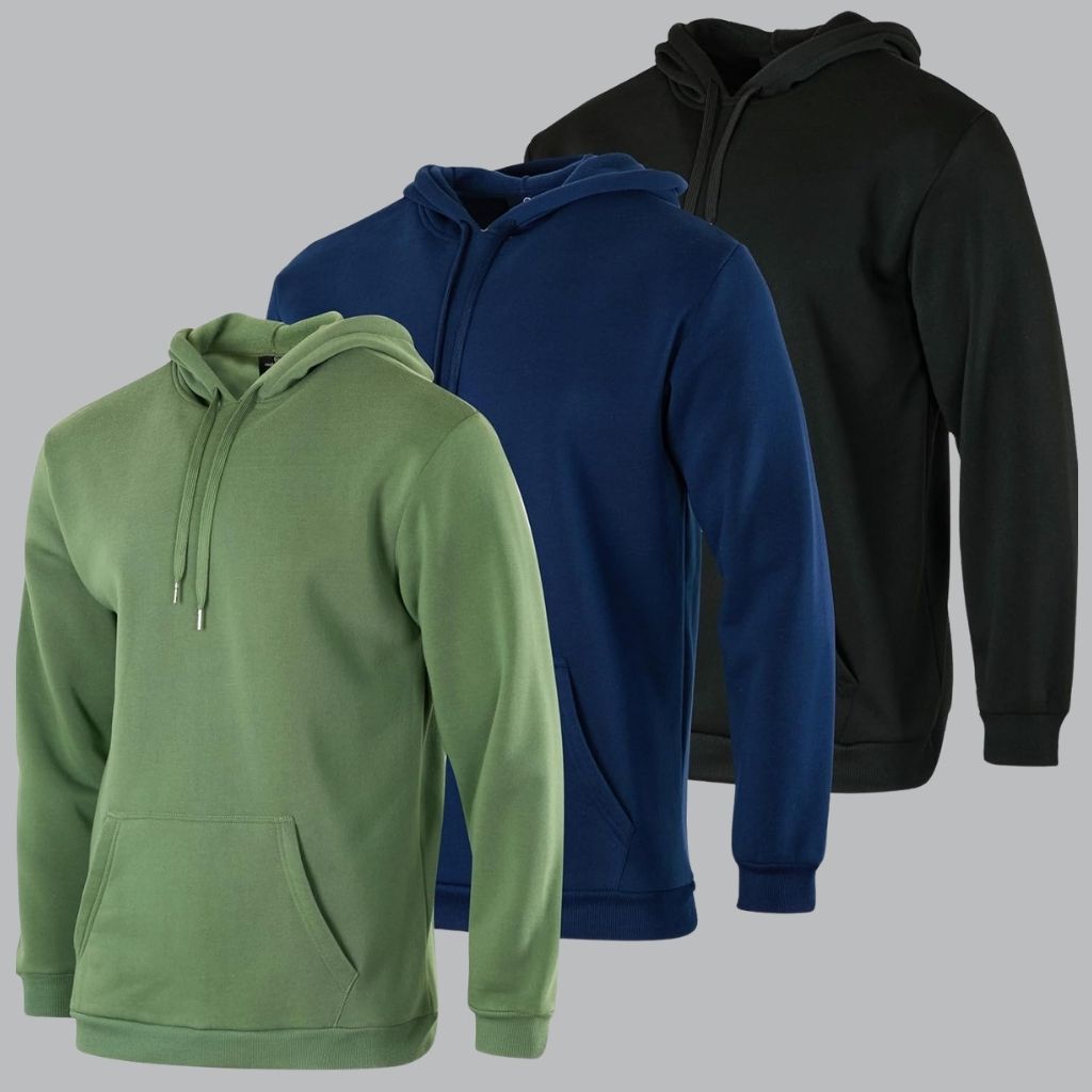 3 Pack Men's Fleece Pullover Hoodie