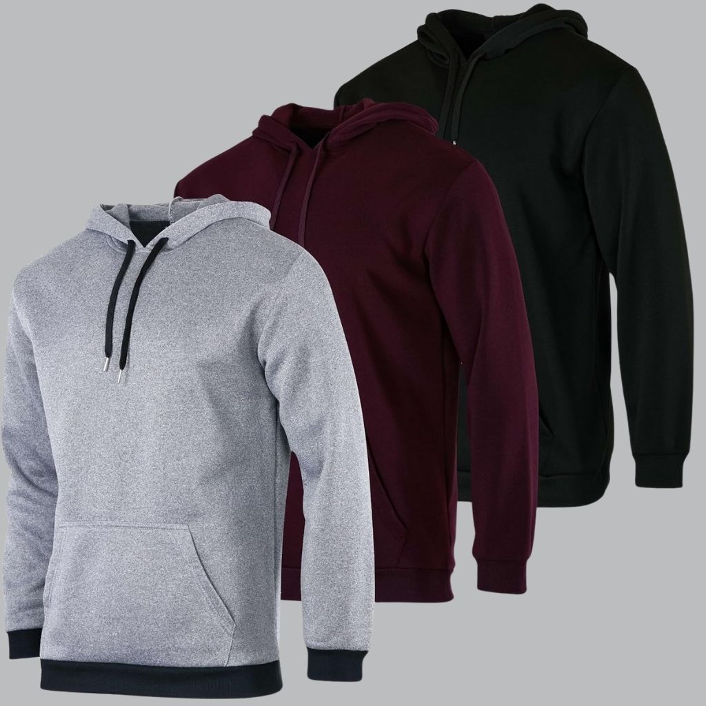 3 Pack Men's Fleece Pullover Hoodie