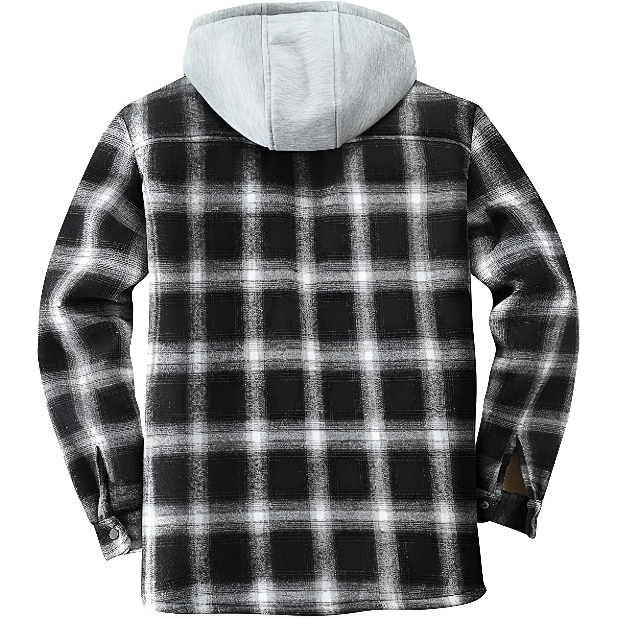Men's Cotton Plaid Long Sleeve Shirts Jacket Fleece Lined Flannel Shirts Sherpa Button Down Coat with Hood
