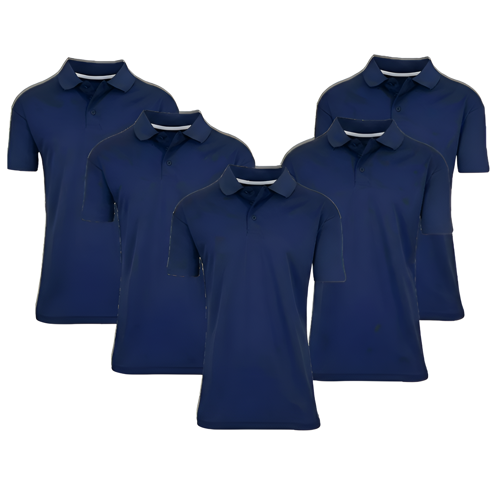 Pack Of 5 Dry Fit Moisture Wicking Polo T Shirts With Ribbed Sleeve For Men