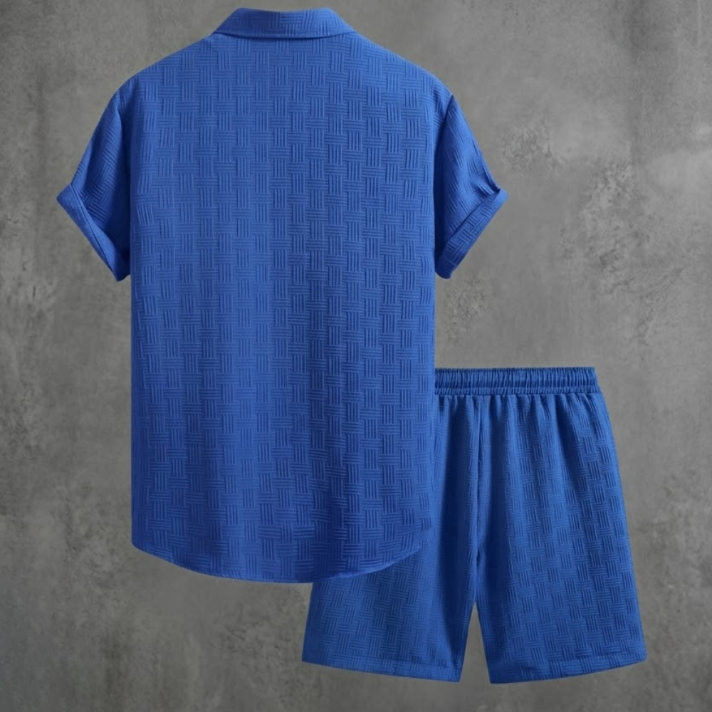 Button Up Shirt And Shorts Set For Men