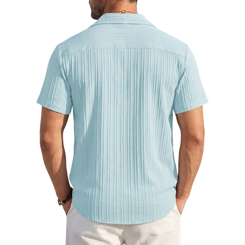 Casual Short Sleeve Summer Wear Button Down Textured Shirts For Men