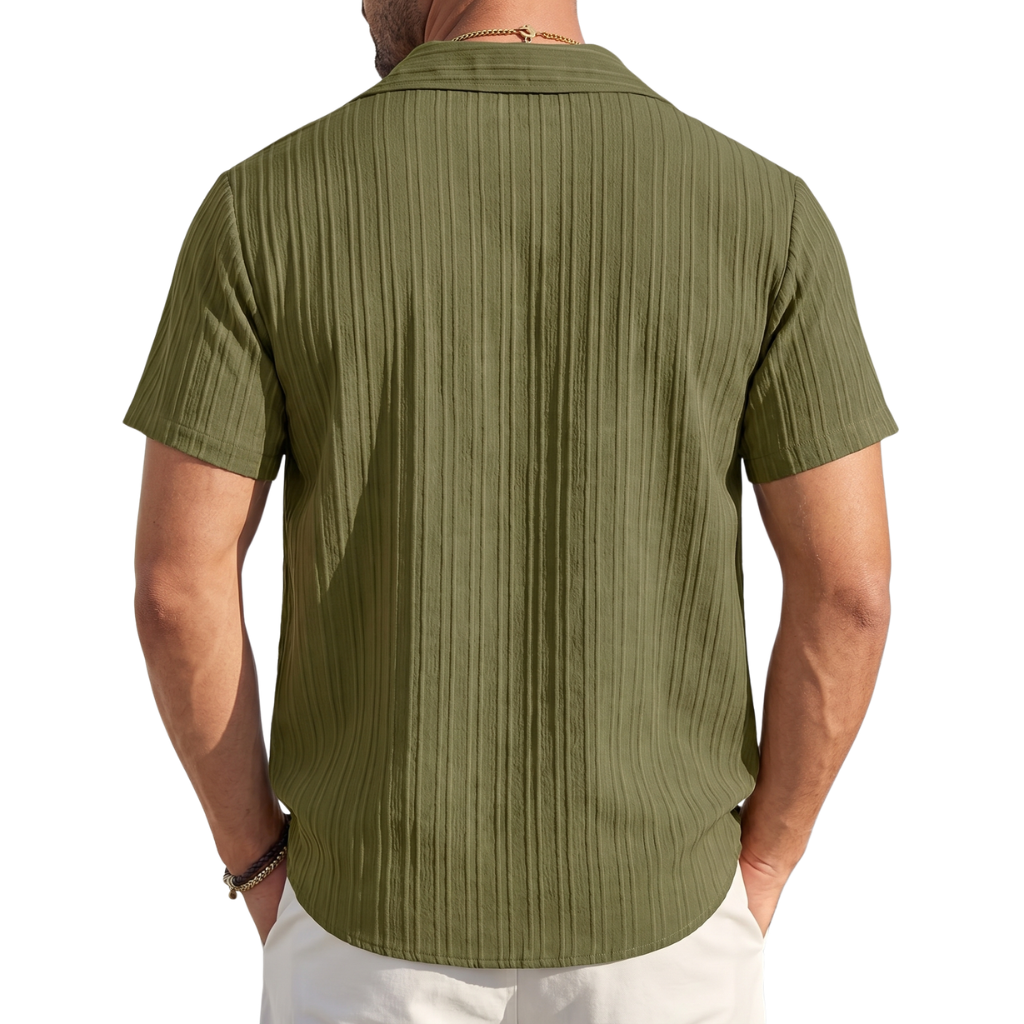 Casual Short Sleeve Summer Wear Button Down Textured Shirts For Men