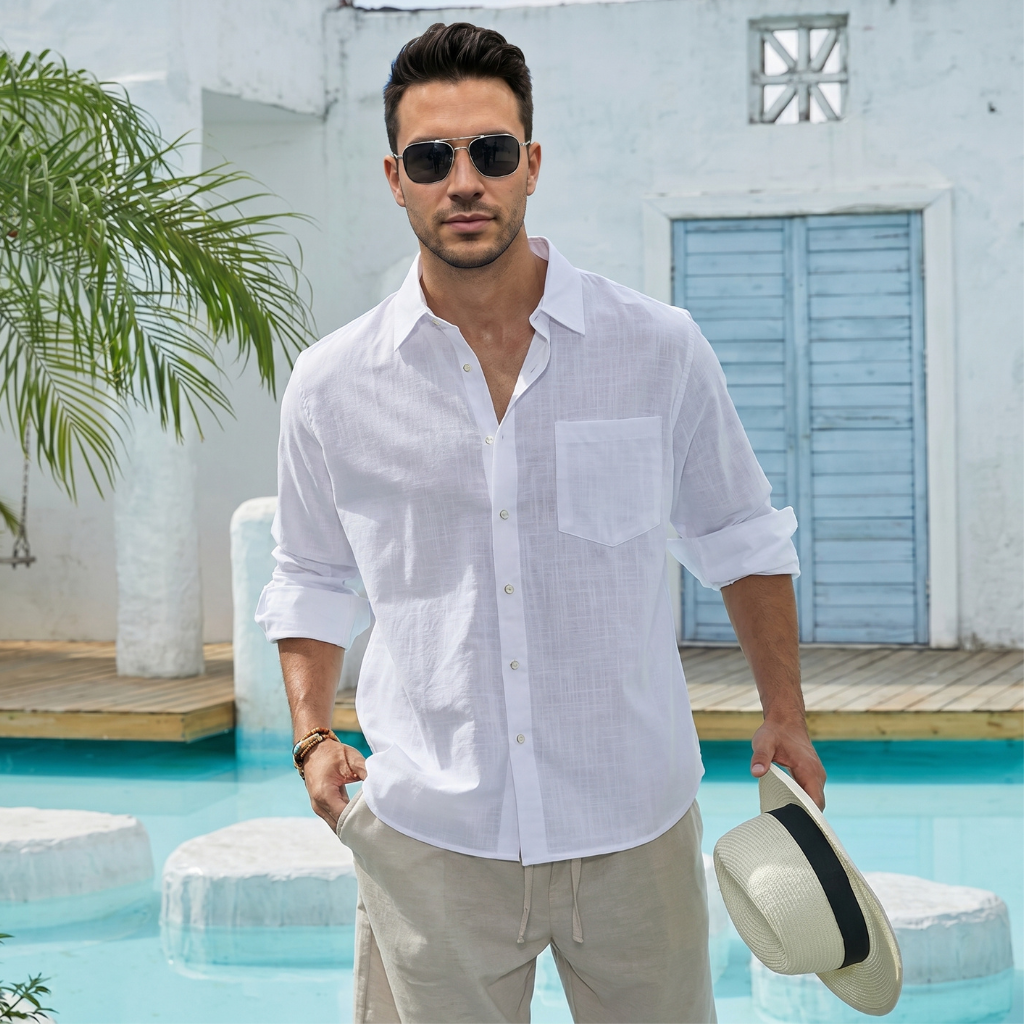 Casual  Button Down Long Sleeve Shirt Solid 
