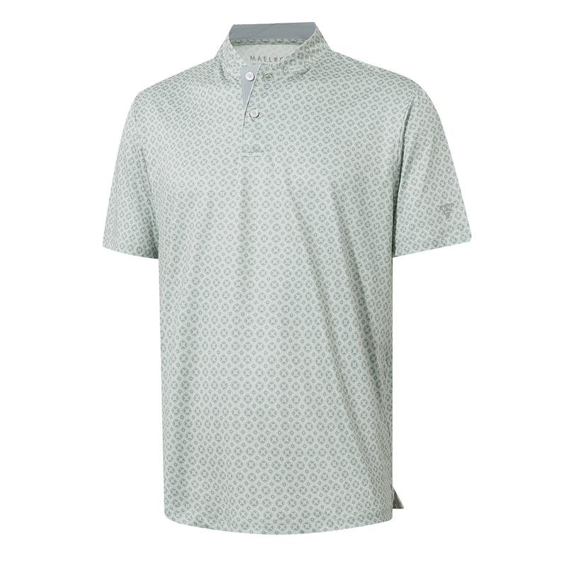 Floral Print Short Sleeve Performance Polo TShirt with Stretch Fit for Men