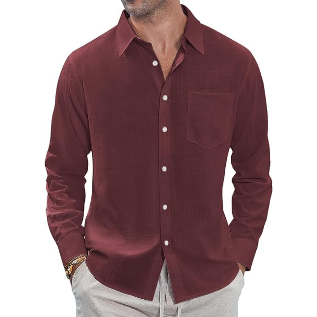 Casual  Button Down Long Sleeve Shirt Solid 
