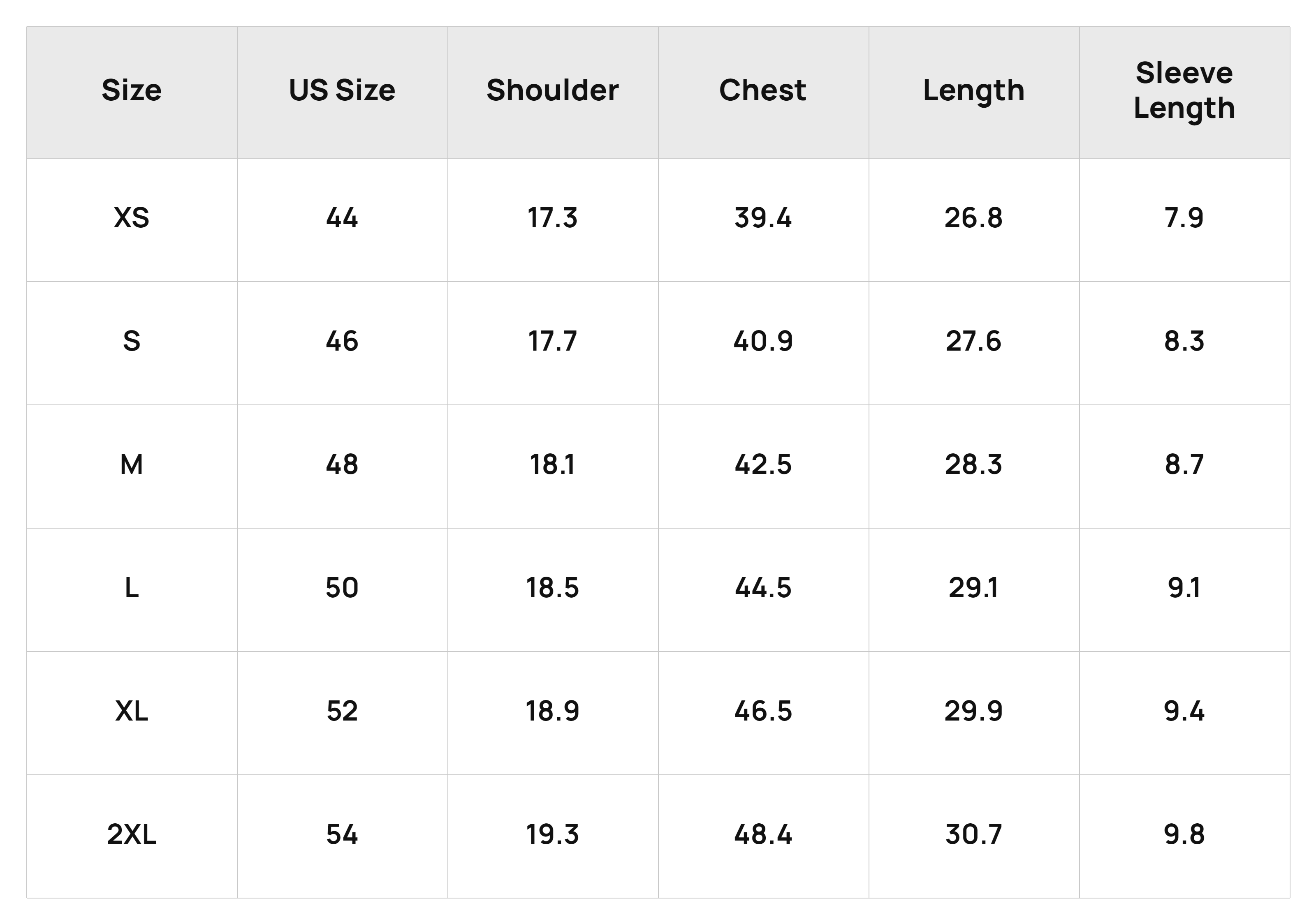 Size Chart