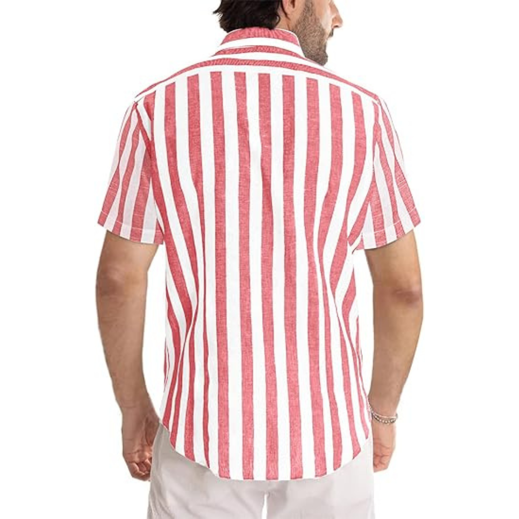 Casual Striped Design Short Sleeve Shirts For Men