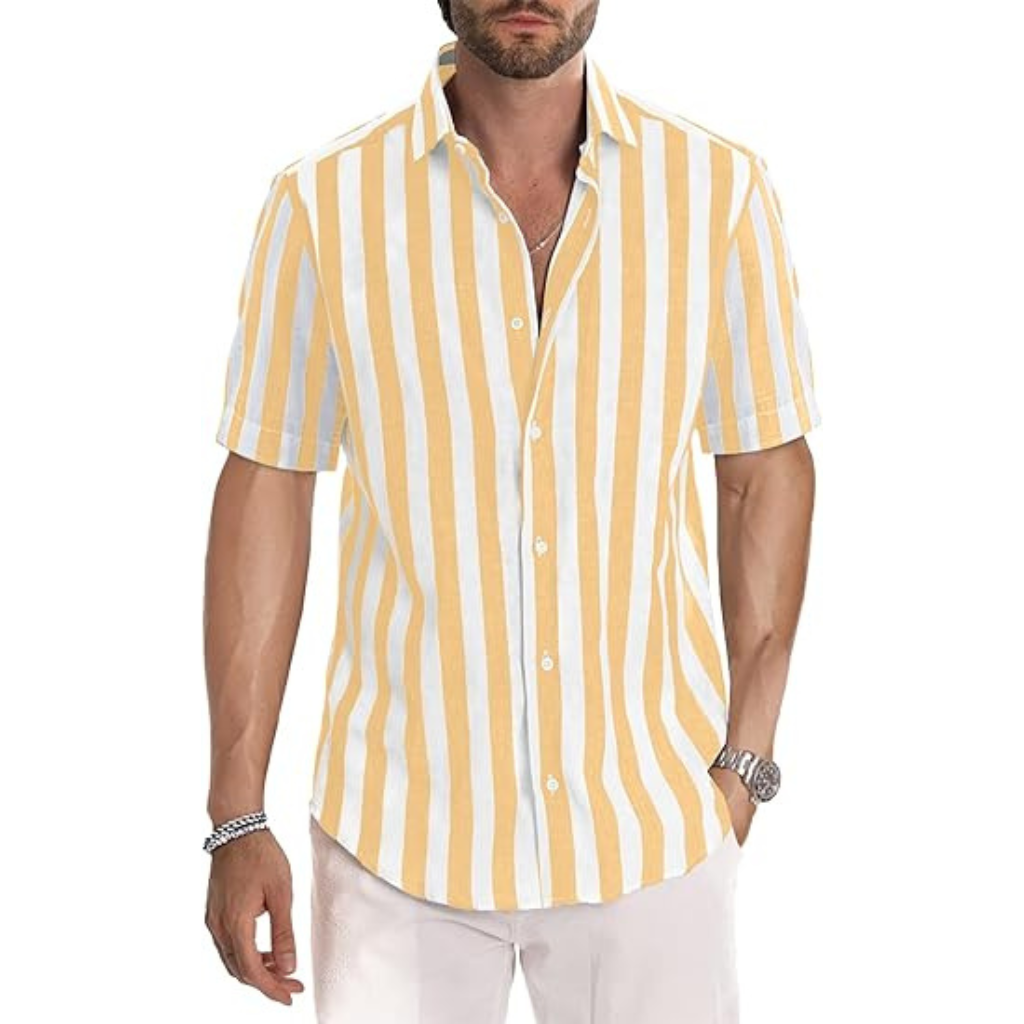Casual Striped Design Short Sleeve Shirts For Men