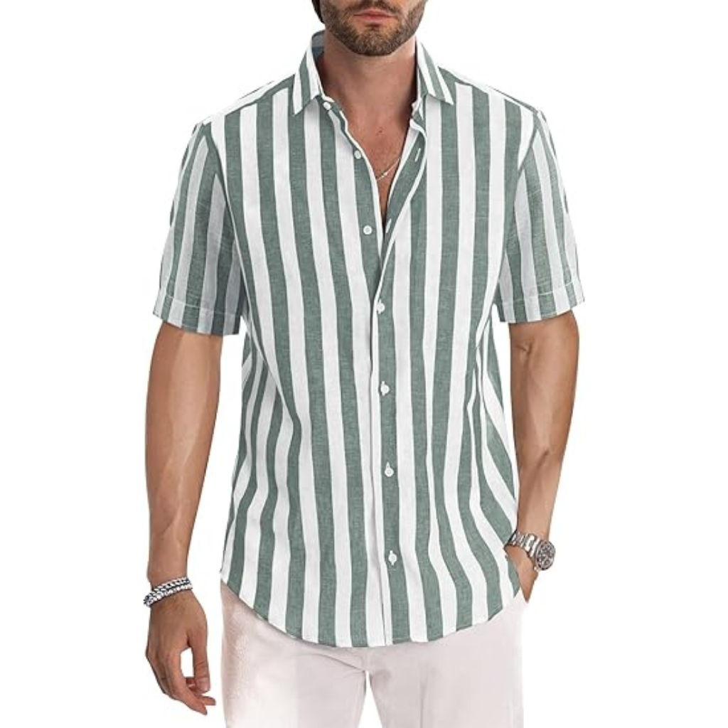 Casual Striped Design Short Sleeve Shirts For Men