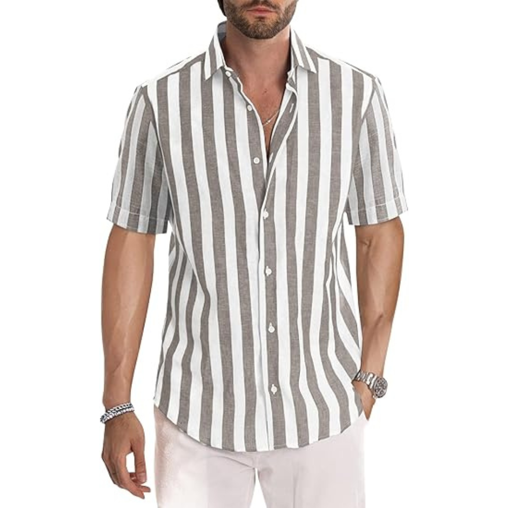 Casual Striped Design Short Sleeve Shirts For Men