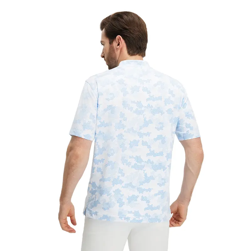 Floral Print Short Sleeve Performance Polo TShirt with Stretch Fit for Men