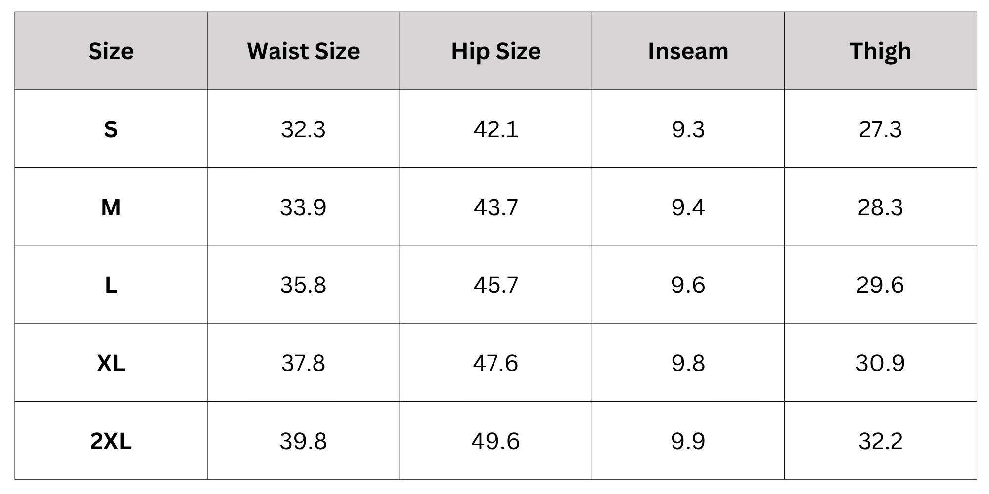 Size Chart