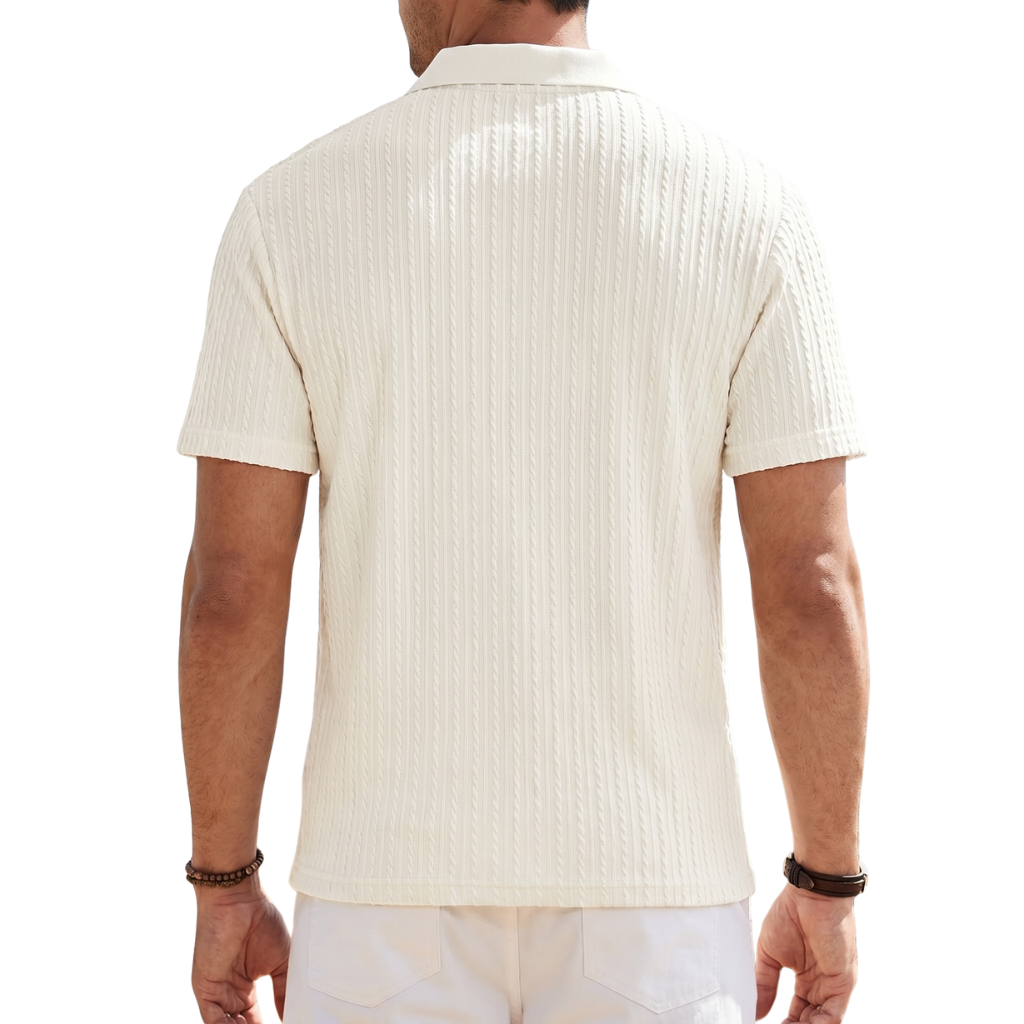 Casual Polo Knit Short Sleeve T Shirts For Men With Button