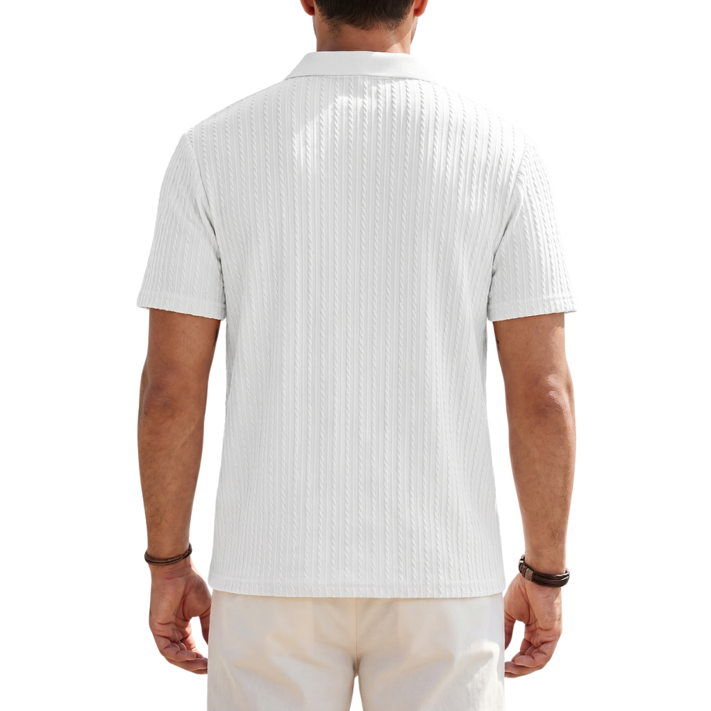 Casual Polo Knit Short Sleeve T Shirts For Men With Button