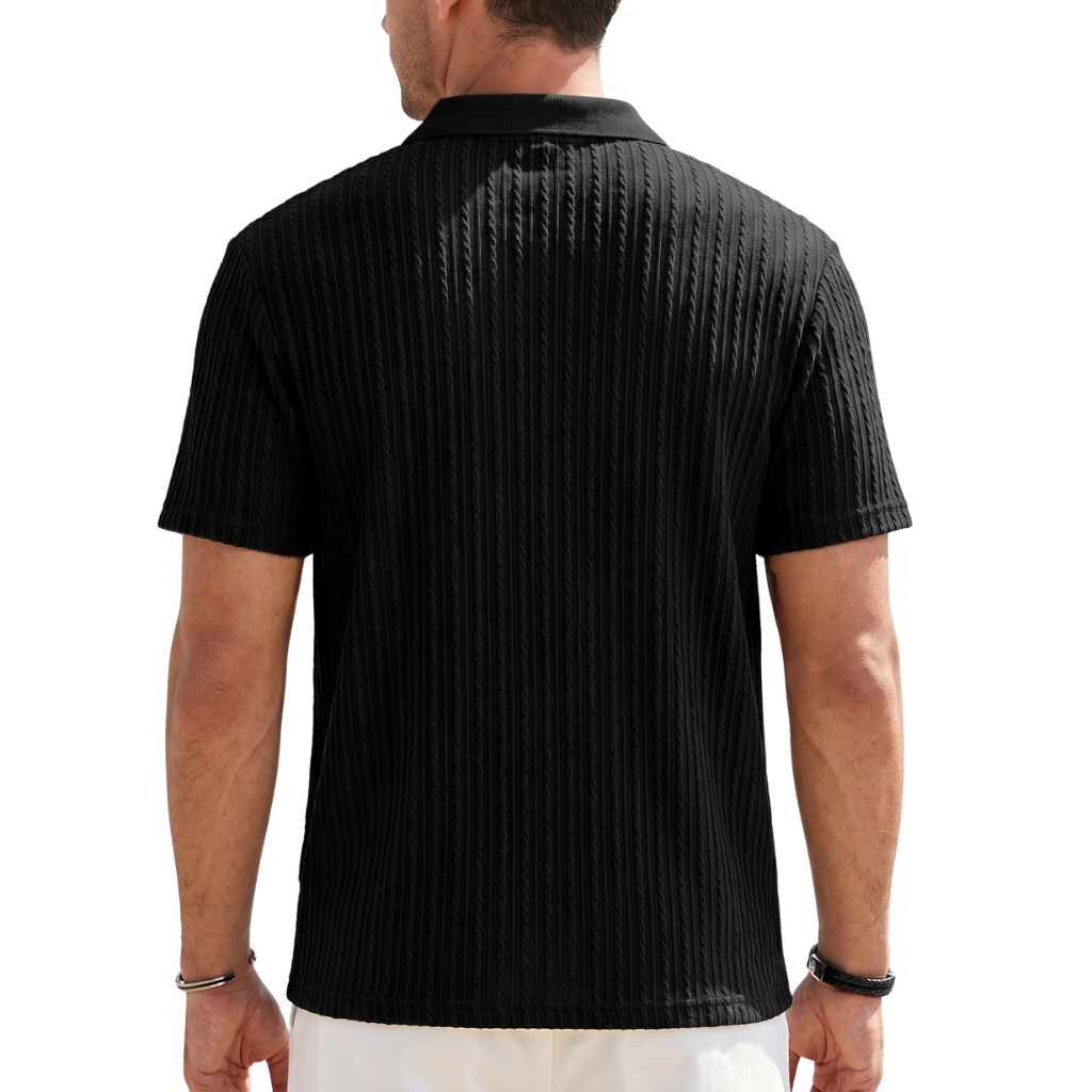 Casual Polo Knit Short Sleeve T Shirts For Men With Button
