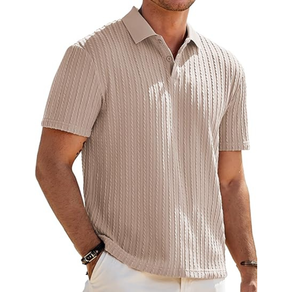 Casual Polo Knit Short Sleeve T Shirts For Men With Button