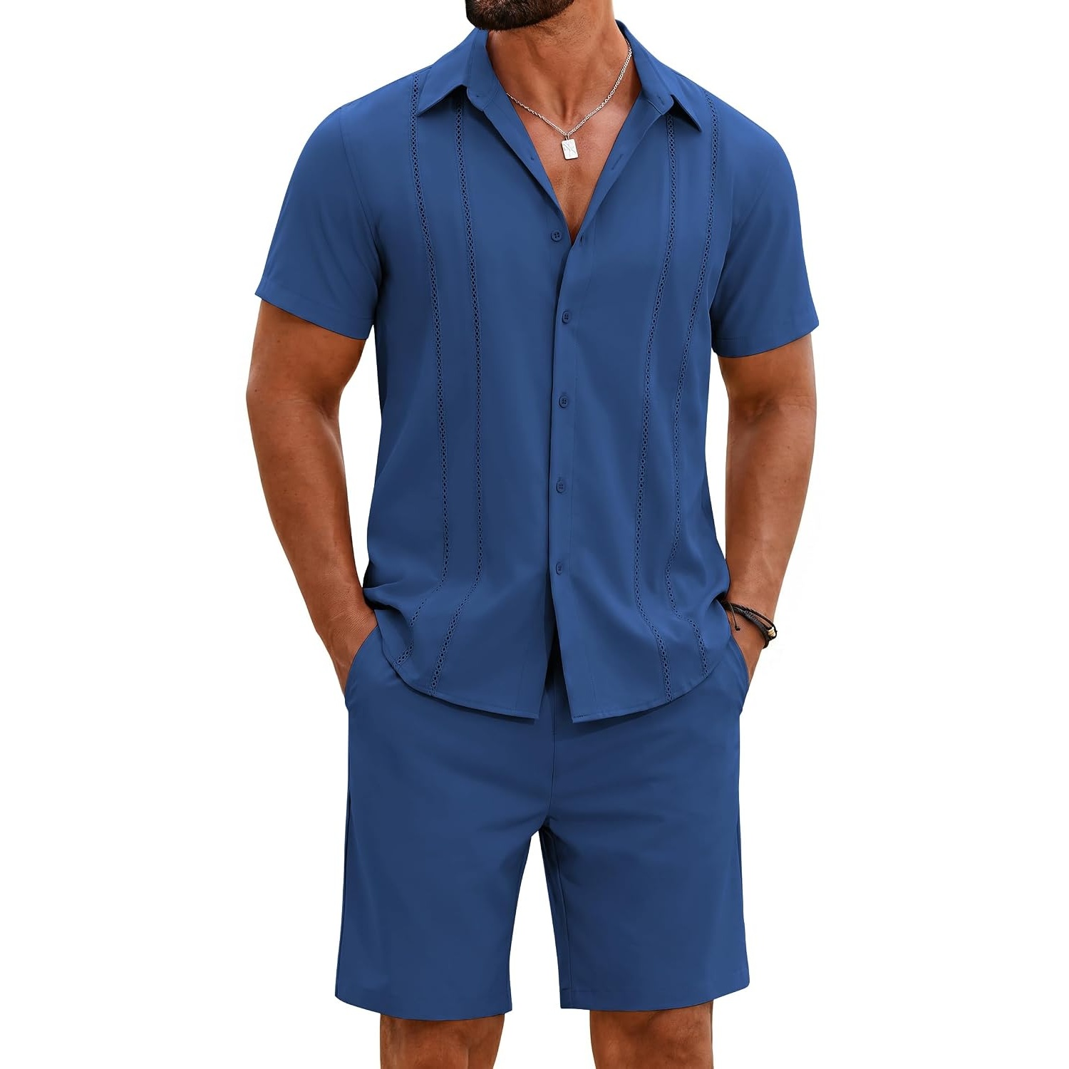 Summer Casual Beach Shorts And Shirt Set For Men