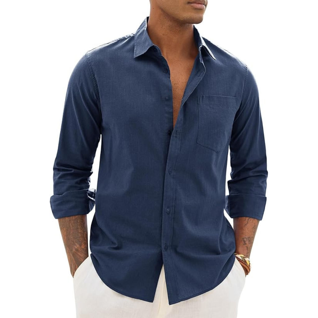 Long Sleeve Down Button Textured Shirts For Men
