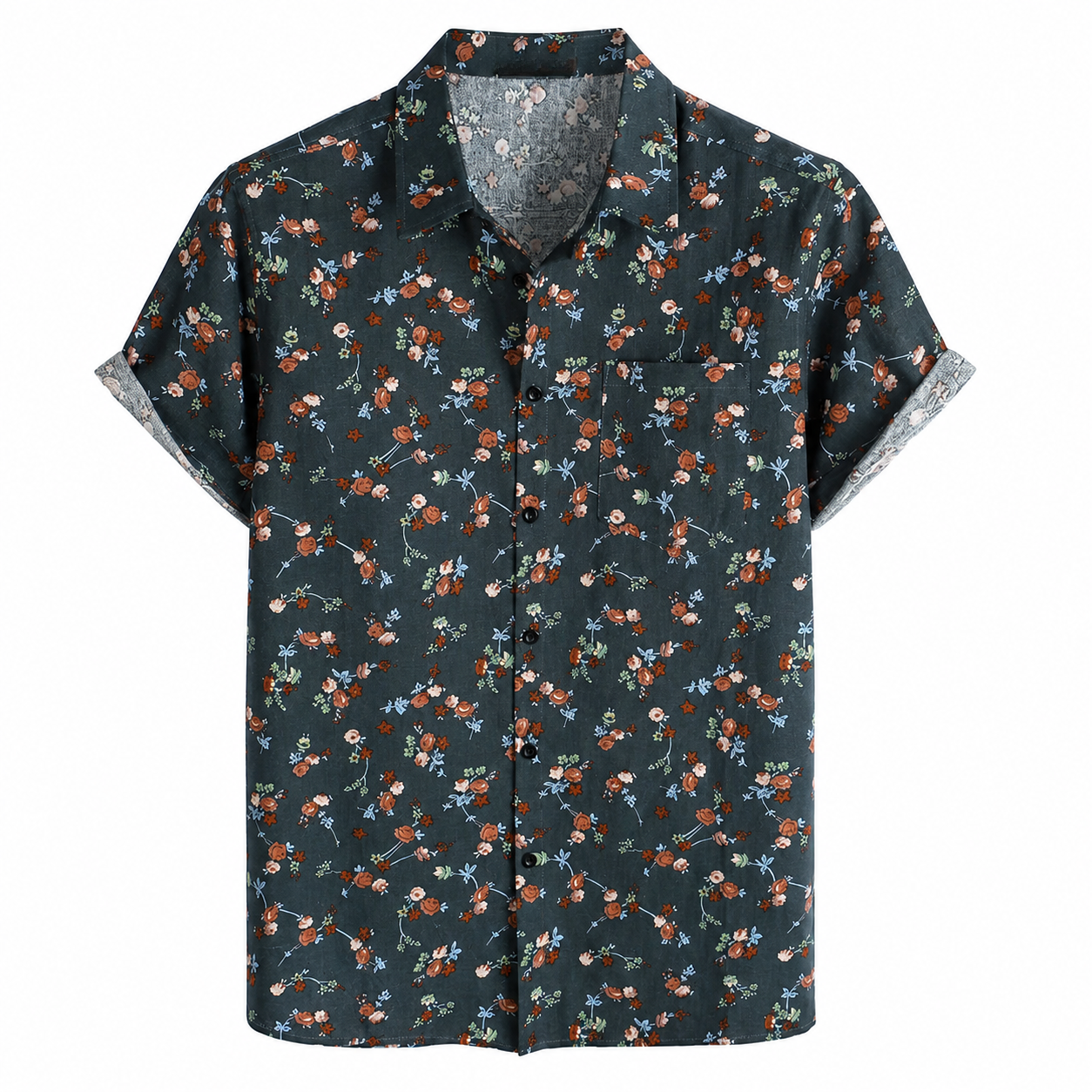 Printed Casual Short Sleeve Button Down Shirts For Men