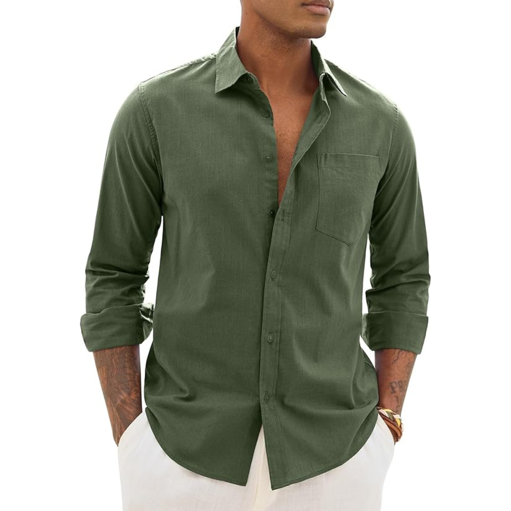 Long Sleeve Down Button Textured Shirts For Men