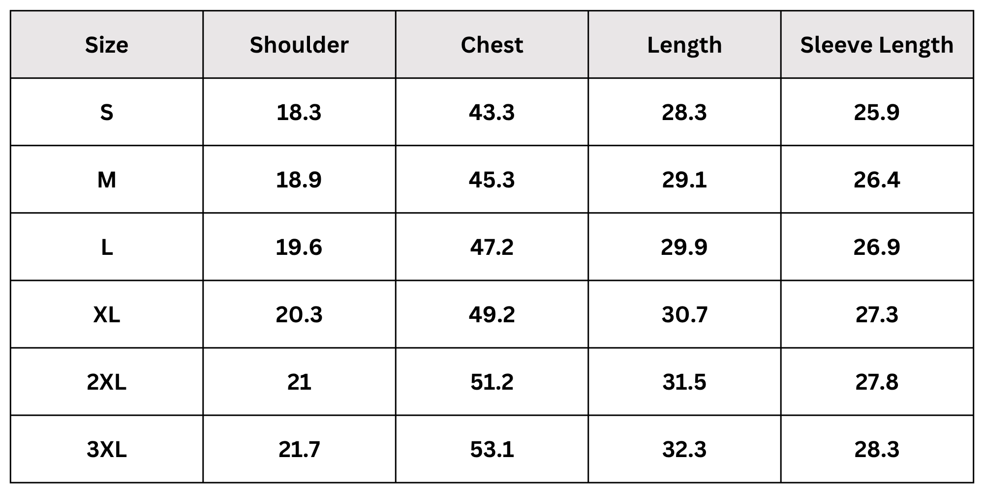 Size Chart