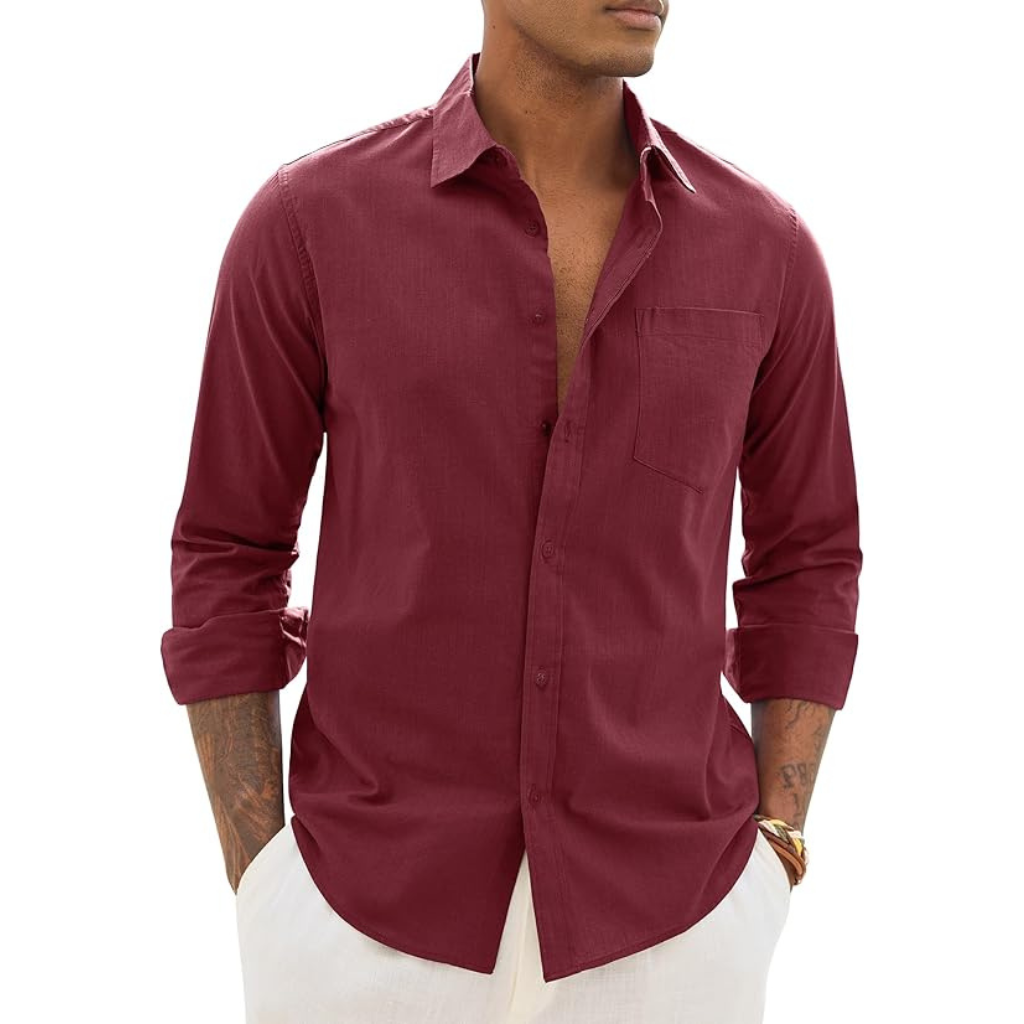 Long Sleeve Down Button Textured Shirts For Men