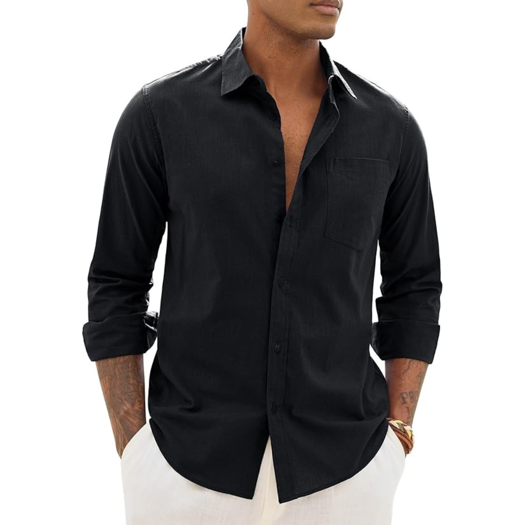Long Sleeve Down Button Textured Shirts For Men
