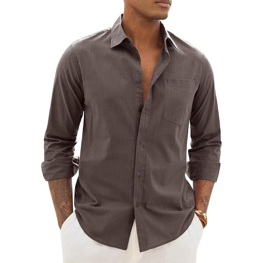 Long Sleeve Down Button Textured Shirts For Men