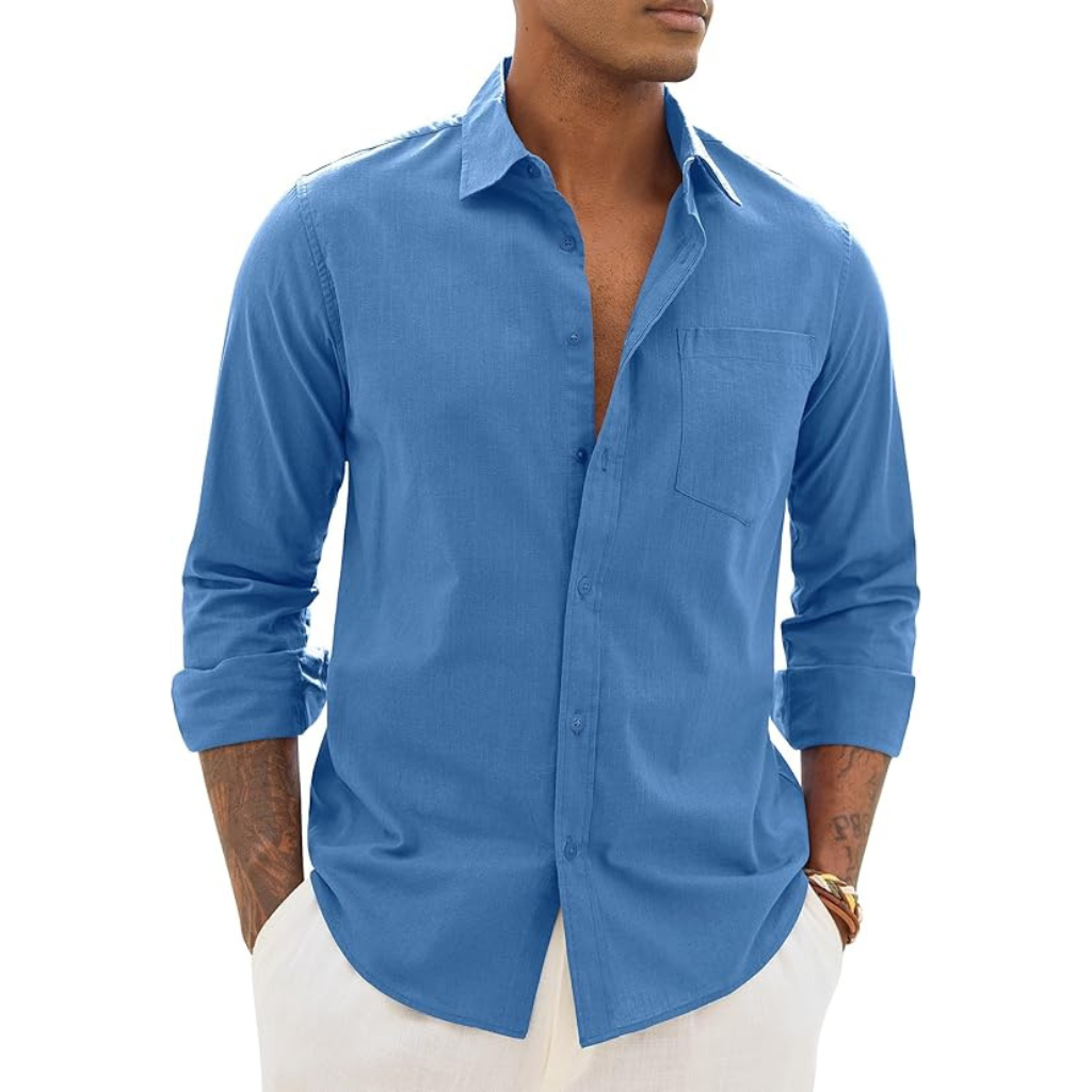 Long Sleeve Down Button Textured Shirts For Men