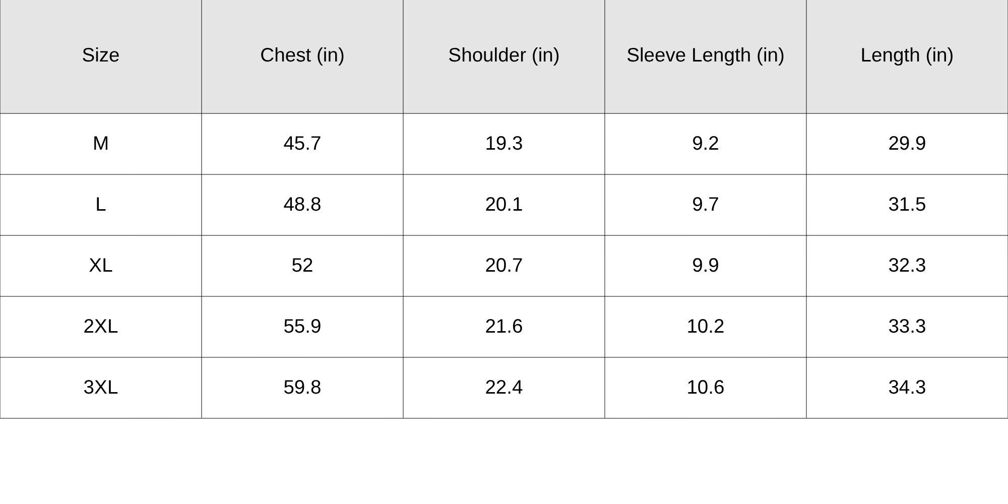 Size Chart