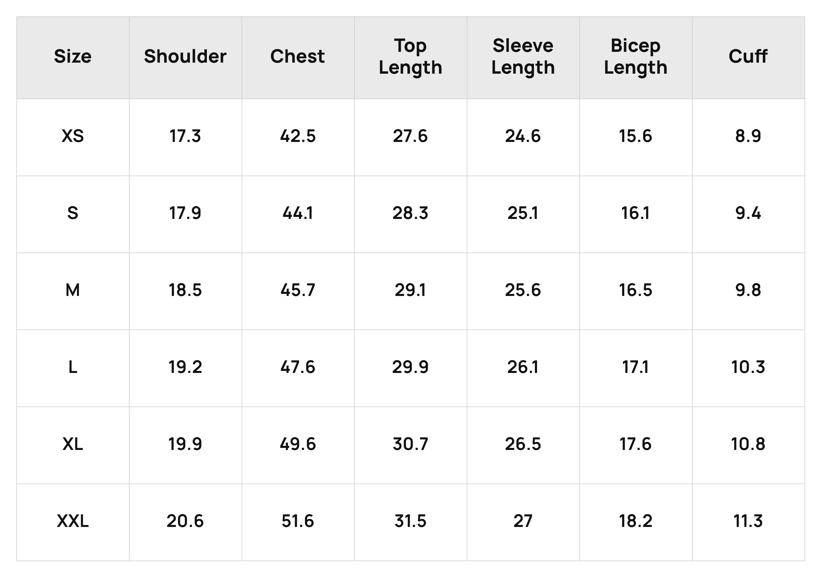 Size Chart